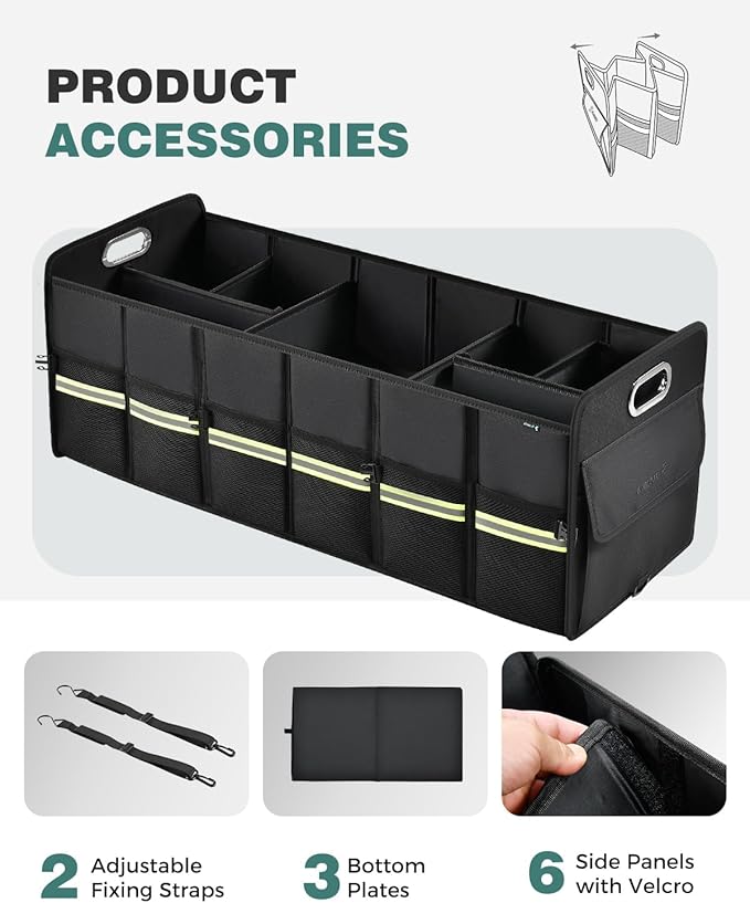 FLORICH Trunk Organizer for Suv, Large Truck Organizer Back Seat Storage Premium, Collapsible Multi-Compartment Car Organizers and Storage Waterproof