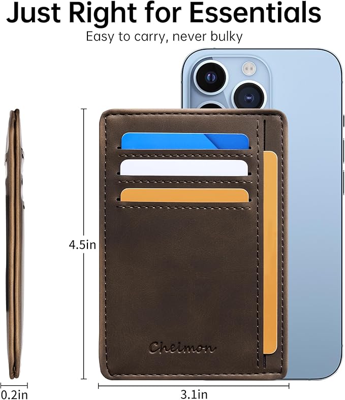 Chelmon Slim Wallet for Men, Minimalist Front Pocket RFID Blocking Credit Card Holder