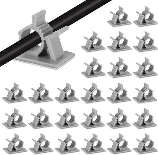 30 Pack Viaky Wire Holder for 0.4 Inch(Max) Cable - Cable Management Organizer Cable Clips Strong Adhesive Cord Hooks - Home, Office, Car, Cubicle, Desk, Wall, Nightstand Accessories - Grey