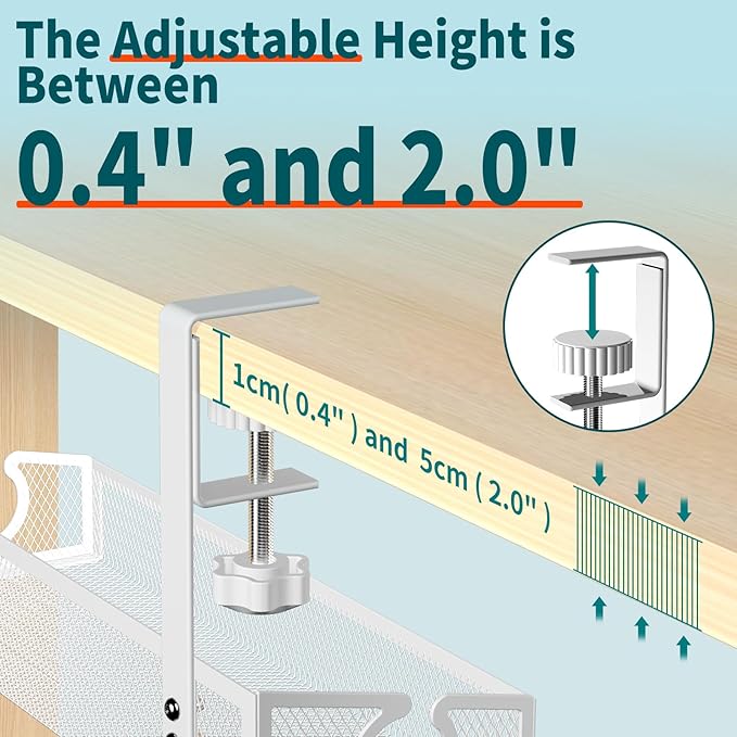 Under Desk Cable Management Tray White, No Drill Desk Cable Management Organizer with Clamp for Desk Wire Management, PC Cord Organizer Accessories & Workspace Organizers for Office, Home(2 Pack)