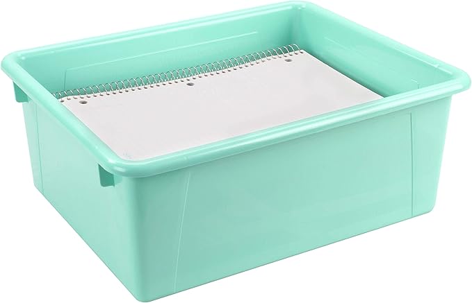 Storex Letter Size Deep Storage Tray – Organizer Bin for Classroom, Office and Home, Teal, 5-Pack (62529A05C)