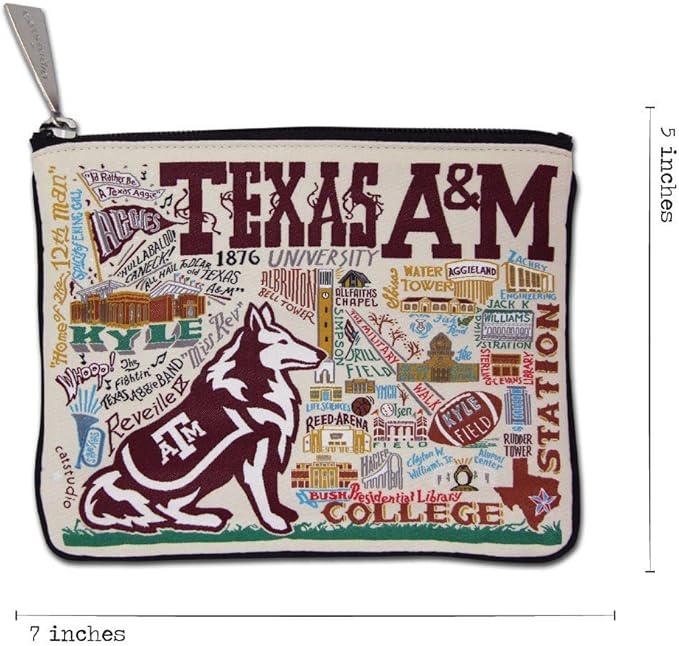 Catstudio Zipper Pouch, Texas A&M University Travel Toiletry Bag, 5 x 7, Ideal Makeup Bag, Dog Treat Pouch, or Purse to Organize Supplies for Grads & Alumni