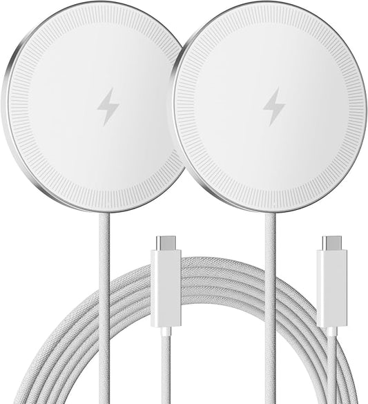 15W Wireless Charger for Apple MagSafe Charger, Magnetic Fast Charging Pad | Compatible for iPhone 17 16 15 14 13 12 Pro Max, AirPods-Slim Portable for Desk Bedside and Travel - 2 Pack, White