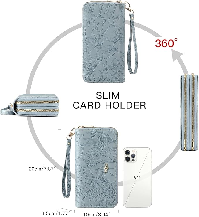 RNIEGA Wallet for Women Clutch Double Zip Around Credit Card Holder Leather Women's Wallet Large Capacity