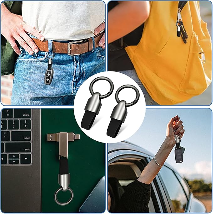 2Pcs Car Key Chain Clip, Leather Keychain Key Fob Keychain, Key Chain Rings for Car Keys, Key Fob Holder Keychain with Keyrings Zinc Alloy Buckle, Multifunctional Keychain Ring Holder for Men Woman