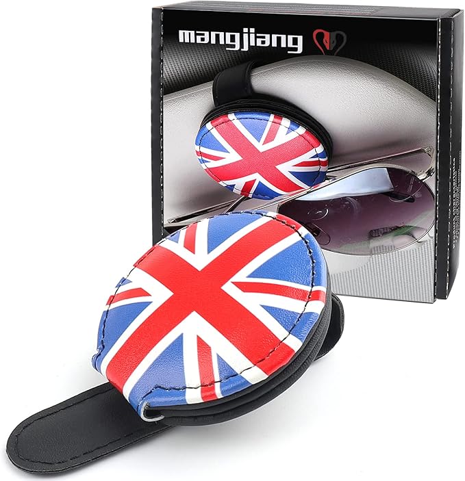 for Mini Cooper Universal Visor Car Glasses Sunglasses Holder Storage Fastener Portable Clip Vehicle Auto R55 R56 R60 F56 F55 F60 (Union Jack)