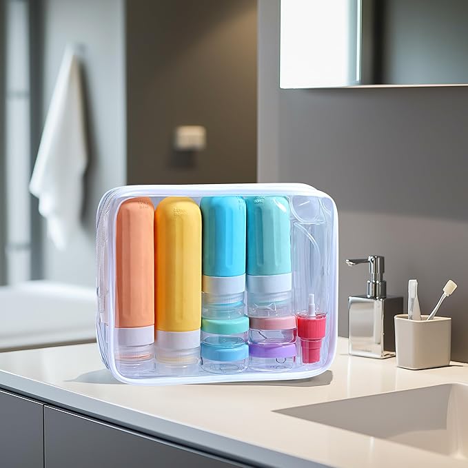 Landisun Travel Bottles for Toiletries 18Pack Travel Size Containers Toiletry Travel-Containers TSA Approved Leak Proof Colored