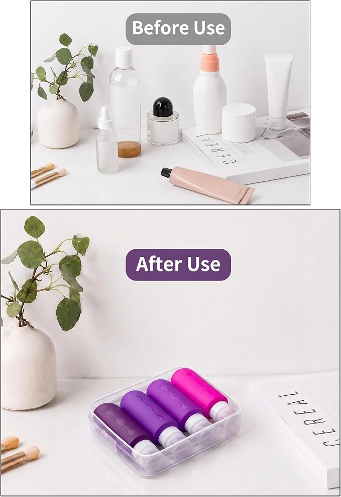 Gemice Travel Bottles for Toiletries, Tsa Approved Travel 6oz Size Containers with Clear Bag, BPA Free Leak Proof Travel Tubs Refillable Liquid Travel Accessories for Cometic Shampoo Lotion