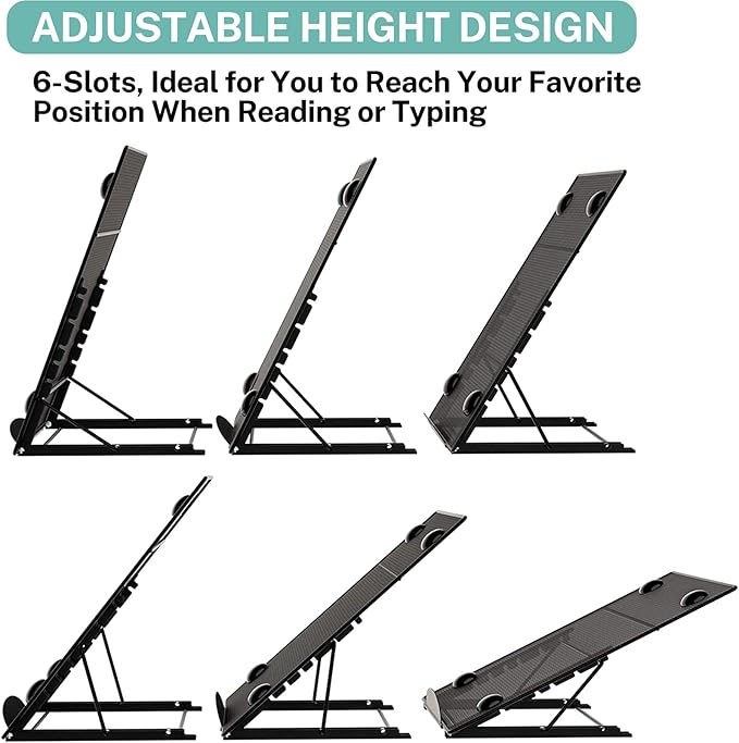 MaxGear Desktop Document Holder for Typing, Foldable Paper Holder Stand for Desk with 4 Magnetic Buckles, Metal Mesh Letter Copy Holder with Non-Slip Base, 6 Adjustable Viewing Angles, Black