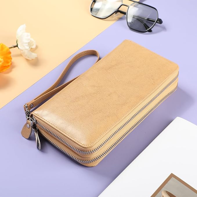 Lavemi Small Compact Women Wallet RFID Blocking Genuine Leather Bifold Purse with ID Windows