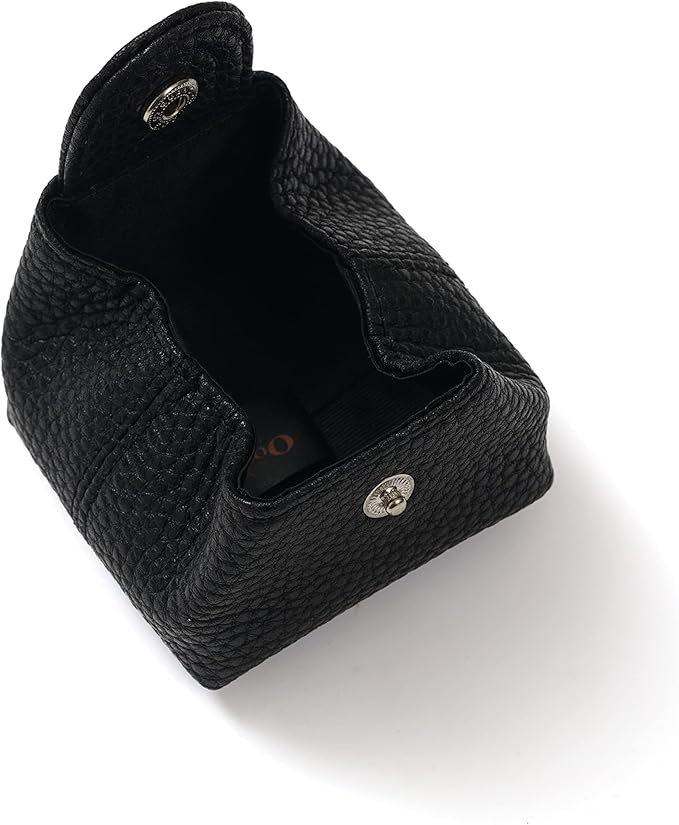 Cockatoo Genuine Leather Coin Pouch Change Holder, Mini Snap Pocket Wallet for Men Women (Black, Small)