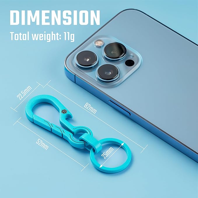 KeyUnity KM01 Titanium EDC Keychain Clip with Bottle Opener, Quick Release Carabiner Key Ring Holder for Men