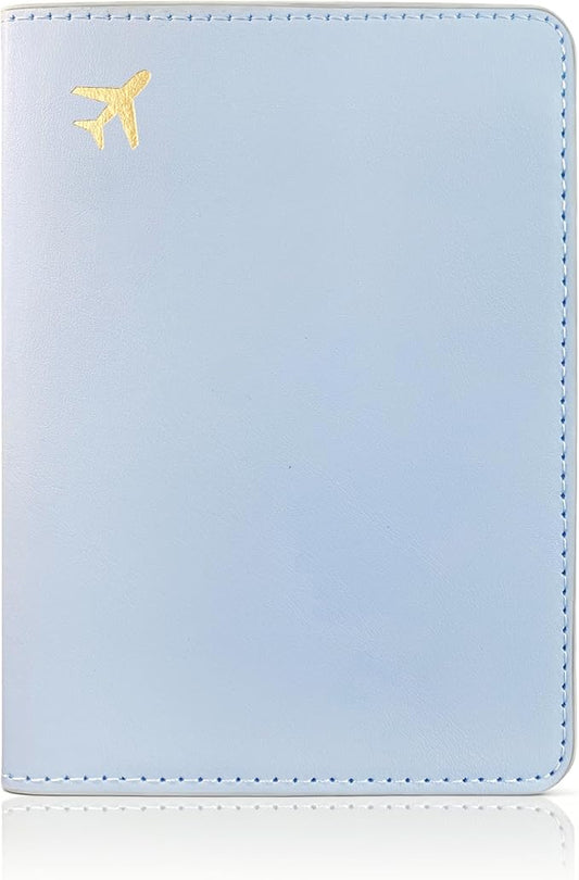 Passport Holder for Travel Essentials,RFID Blocking Passport Cover Case for Travel Accessories,Travel Wallet for Women Men (Light Blue)