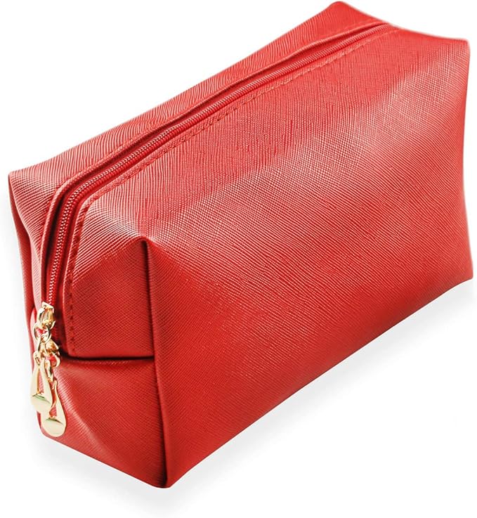 Small Makeup Bag Portable Cosmetic Bag for Women Makeup Pouch Waterproof Toiletry Bag for Travel (Red, Normal)