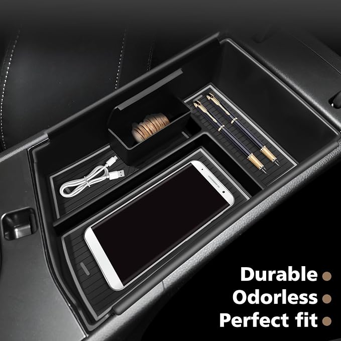 Muslogy Center Console Organizer Compatible with Hyundai Sonata 2024-2026 Accessories Middle Console Storage Box Sunglasses Coin Holder ABS Material with Anti-Slip Mats Interior Divider Tray (Gray)
