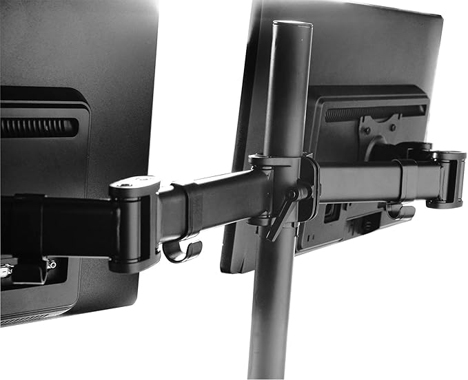 Kantek Dual Monitor Arm, Stand Mounts 2 Screens up tp 27", 2 Articulating Adjustable Arms Hold 18lbs, Desk and Grommet Mount, Cable Management, VESA