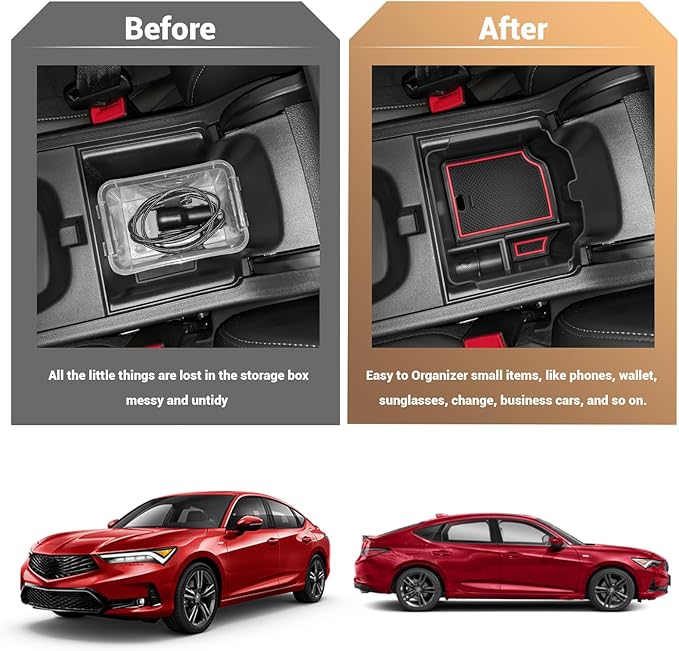 YEE PIN Integra Tray Red for 2023 2024 2025 2026 Acura Integra Center Console Organizer Console Storage Insert Tray Integra Arm Rest Organizer for Acura Integra Accessories