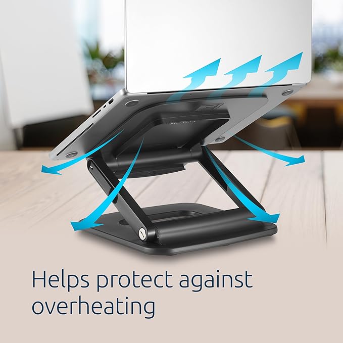 Kensington SmartFit EQ Adjustable Laptop Stand for Desk, Foldable Portable Notebook Holder, Anti-Slip Silicone Tablet Mount for 13"-16" Laptops and Tablets, Black K50427NA