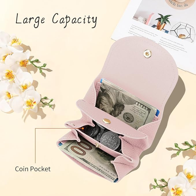 SENDEFN Leather Coin Purse for Women Small 3 Cash Change Pouch Holder Wallets