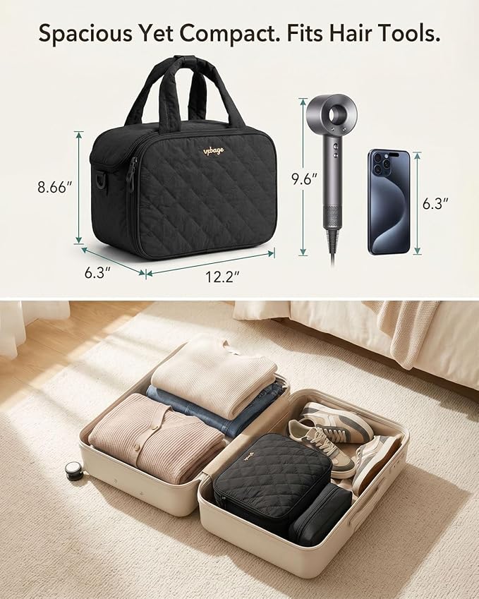 Lightweight Structured Travel Toiletry Bag for Women - Wide-Open Puffer Mini Duffel with Removable Divider, Waterproof Lining, Water-Resistant Exterior, Fits Full-Size Bottles & Shower Essentials