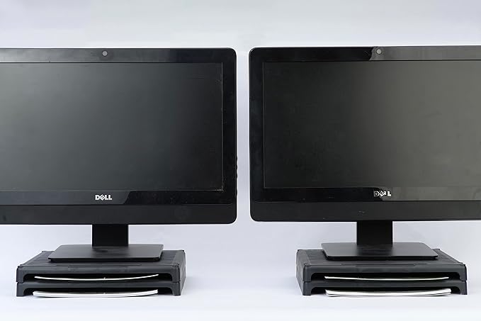 Vu Ryte Stackable 1 Inch Computer Monitor Riser Stand, VuRyser 1, Black, VUR 2455 (4-Pack)