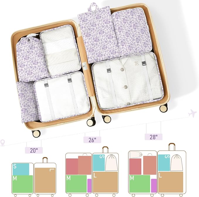 Packing Cubes for Travel - 8 Set Luggage Organizer Bags for Family, Mesh Breathable Packing Cubes for Suitcases Durable Travel Essentials Bags Set