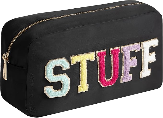 Travel Essentials Makeup Bag for Women Water-resistant Toiletry Organizer Nylon Cosmetic Pouch Preppy Stuff