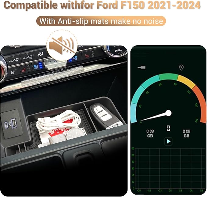 YEE PIN 2025 Ford F150 XLT Center Console Tray Hidden Storage for 2021-2026 Ford F150 & 2022-2024 F150 Lightning XLT F150 Console Organizer Middle 2025 F150 Console Tray for 2025 F150 XLT Accessories