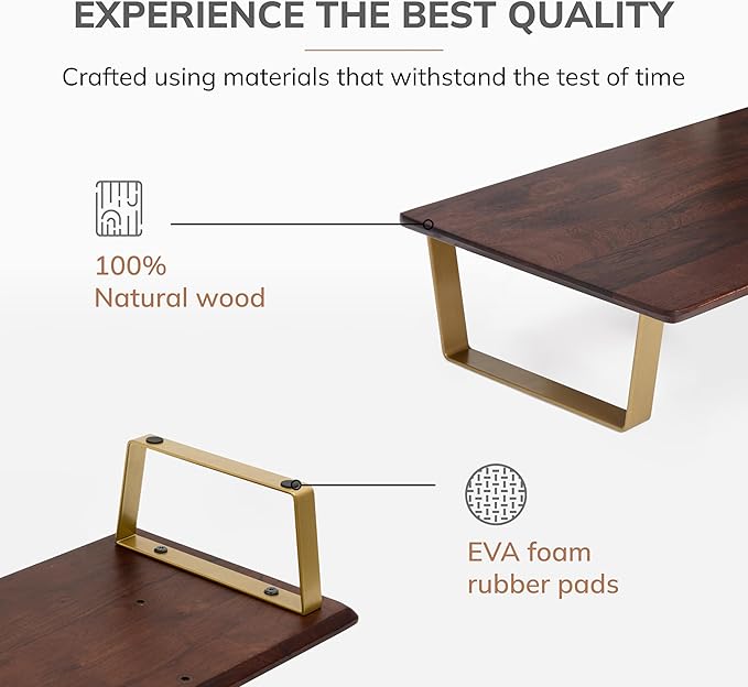 Anji Mountain Monitor Stand - Desktop Organizer & Laptop Riser, Ergonomic Monitor Riser, Space-Saving Monitor Stand for Desk, Durable Construction, Easy Assembly, Ideal for Home & Office,Walnut