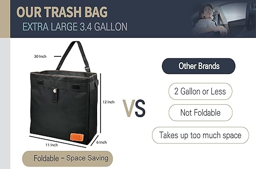 Car Trash Can Hanging for Headrest, Extra Large Waterproof Auto Garbage Bag Organizer, Collapsible Vehicle Waste Bin (Purple)