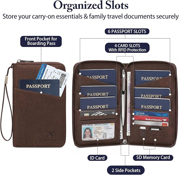 Family Passport Holder for Travel Women and Men RFID Passport Holder with Card Slots Holder Passport Case Passport cover Passport Wallet Travel Essentials and Accessories