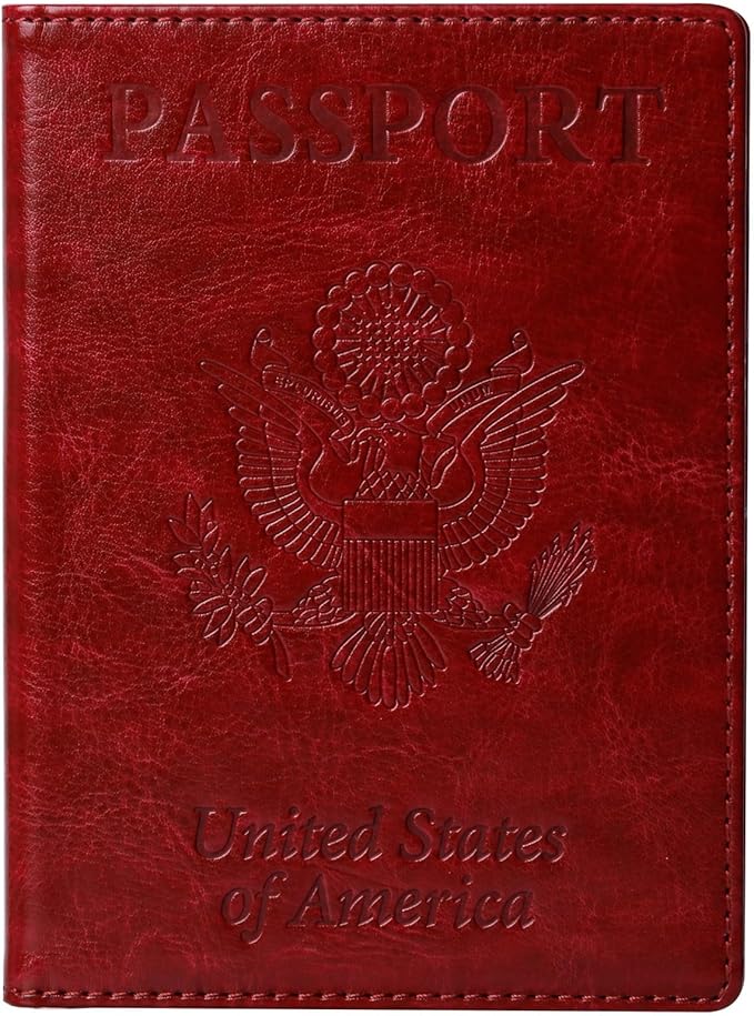 TIGARI Passport Holder for Travel Women Men, Valentines Day Gifts PU Leather Wallet Cover Case Sleeve, Waterproof Protected Document Organizer, Vacation Plane Cruise Travel Essentials
