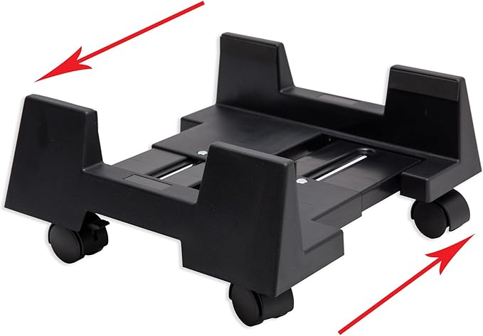 Mobile Desktop Tower Computer Floor Stand Rolling Caster Wheels with Support Walls and Adjustable Width from 6" to 10"
