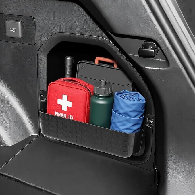 2026 RAV4 Console Organizer (Cargo Side), for Toyota RAV4 (LE/SE/XLE Premium/Woodland/XSE/Limited), Durable ABS &Anti-Slip Cargo Side Pockets Insert 2026 RAV4 Accessories
