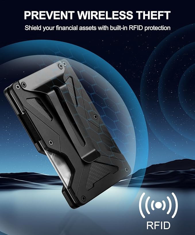ONLOOKER Wallet for Men, Slim Tactical Wallet - Minimalist Aesthetics, Holds up to 15 Cards, RFID Safe, Blocks Chip Readers, Aluminum Wallet with Money Clip