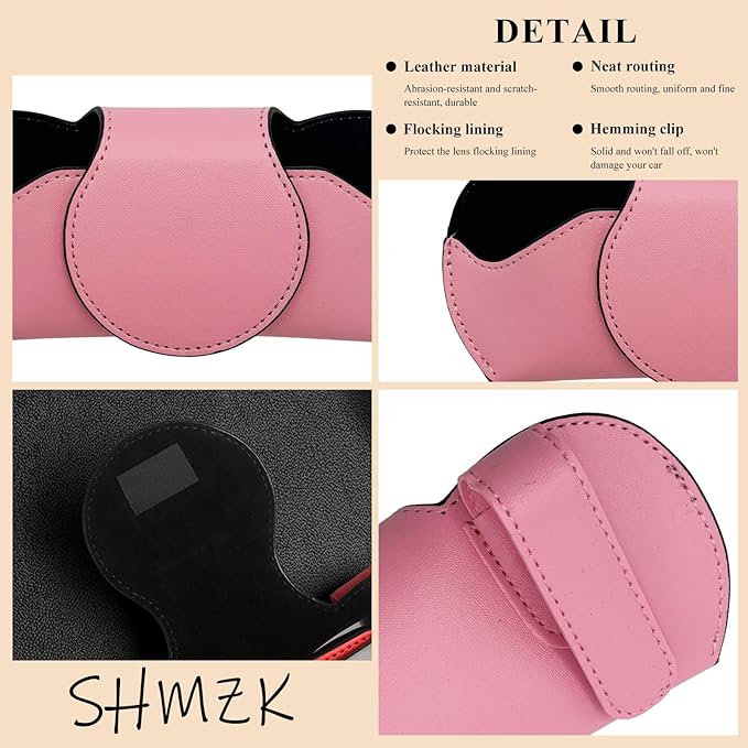 Sunglass Holder for Car Visor, Leather Sun Visor Glasses Storage Case, Car Visors Sunglasses Holder for Cars (Pink)