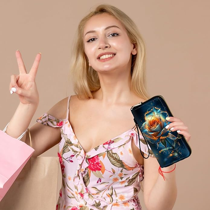 Wristlet Wallet for Women, RFID Blocking Phone Wallet, Large Capacity Zip Around Clutch, Fits iPhone 15 Pro Max, Travel Organizer Purse