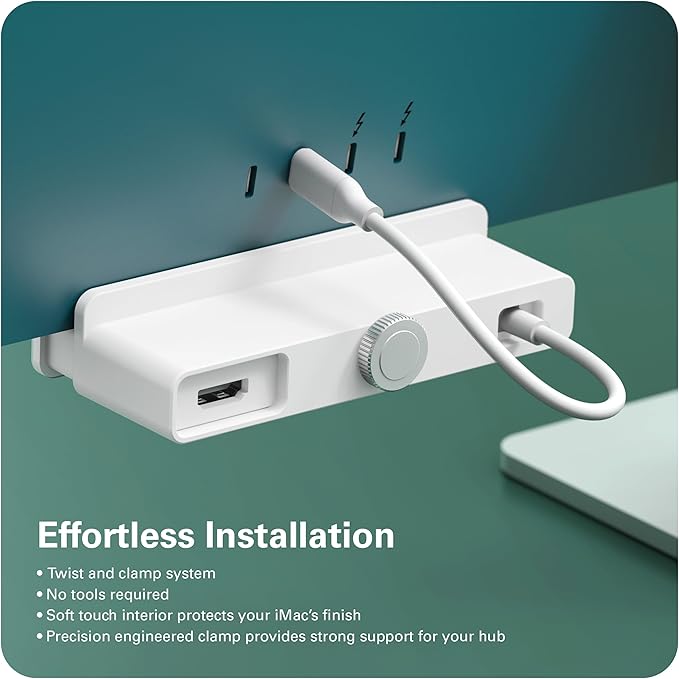 HyperDrive 6in1 USB Hub Adapter: HDMI 4K60Hz, USB-C 10Gbps, 2 USB-A 10Gbps, SD UHS-I, MicroSD UHS-I for iMac 2021 24 inch