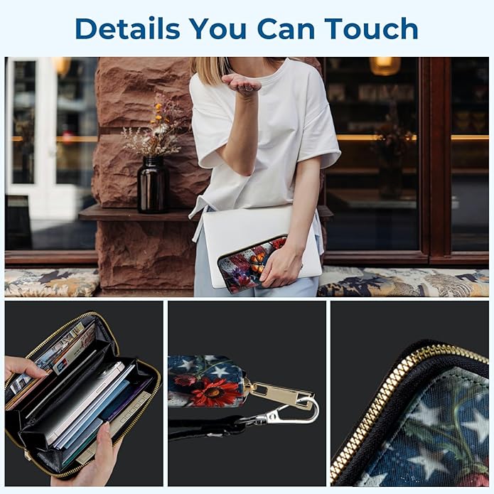 Wristlet Wallet for Women, RFID Blocking Phone Wallet, Large Capacity Zip Around Clutch, Fits iPhone 15 Pro Max, Travel Organizer Purse