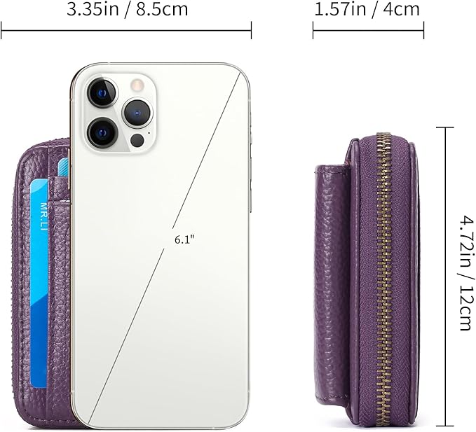 GAEKEAO Credit Card Holder Wallet for Women RFID Blocking Small Genuine Leather Card Case with Coin Pocket ID Window