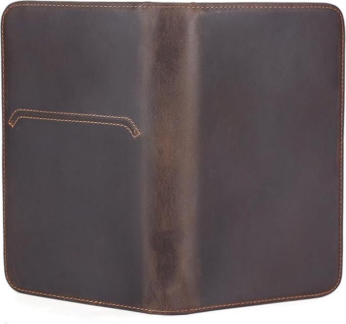 Polare Full Grain Leather Passport Holder Cover Case for Men RFID Blocking Travel Wallet Holds 4 Passports (Dark Brown with AirTag Slot)
