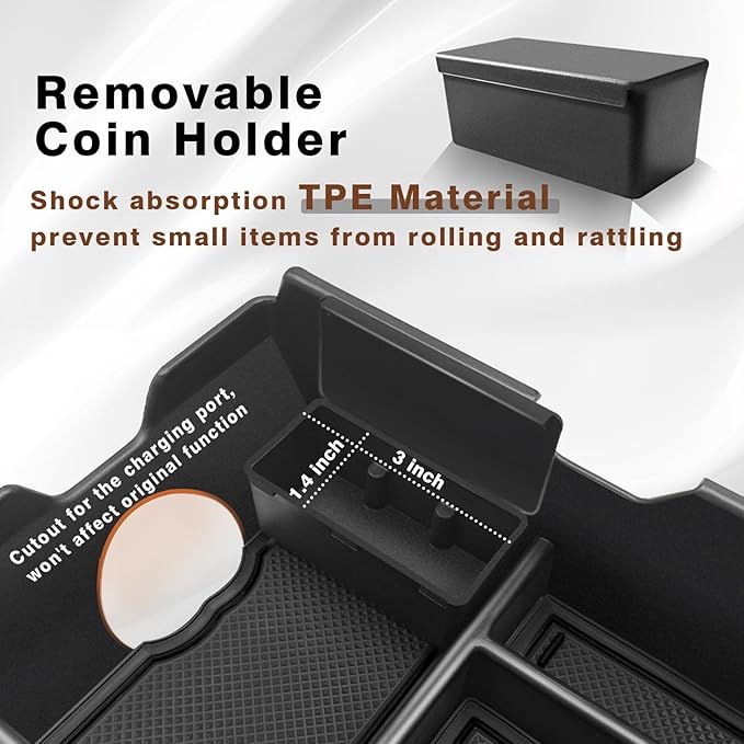 Muslogy Center Console Organizer Compatible with 2025 2026 Toyota Camry LE SE XLE XSE Accessories Middle Storage Box with Removable Coin Holder Insert Tray Interior Secondary Accessories (Black)