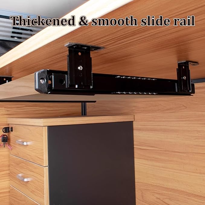 Under Desk Keyboard Tray Slide Out Height Adjustable 21/24/27x 10 Inch Pull Out Platform Computer Drawer Suitable for Office(E,54x27cm)
