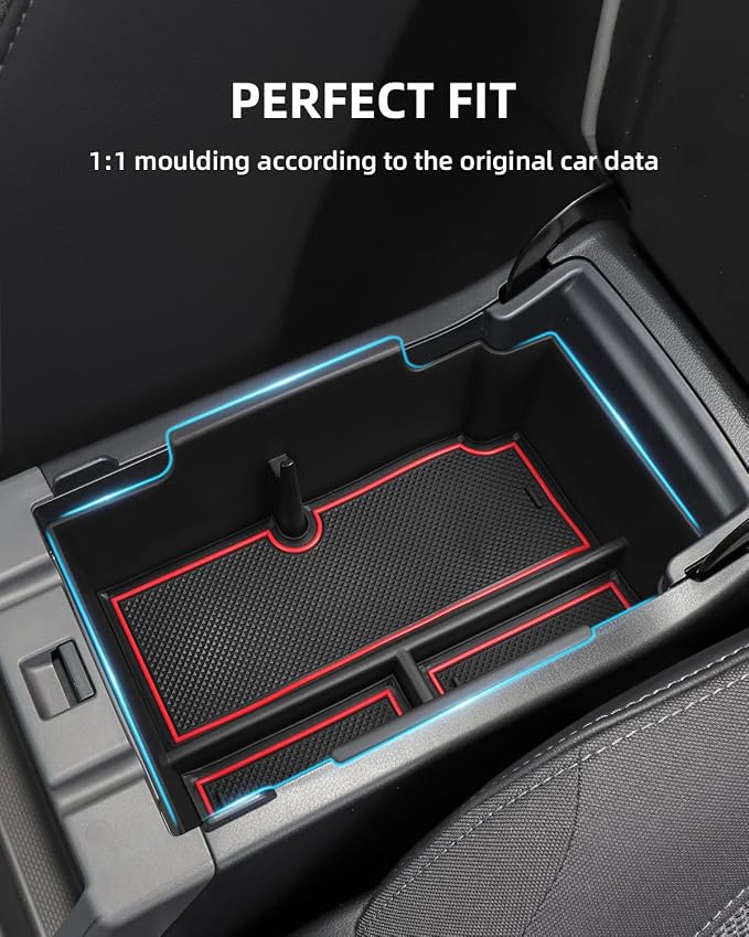 Center Console Organizer for Subaru Crosstrek 2024 2025 Armrest Insert Storage Tray with Non-Slip Rubber Mat Subaru Impreza Organiser Accessories, Red