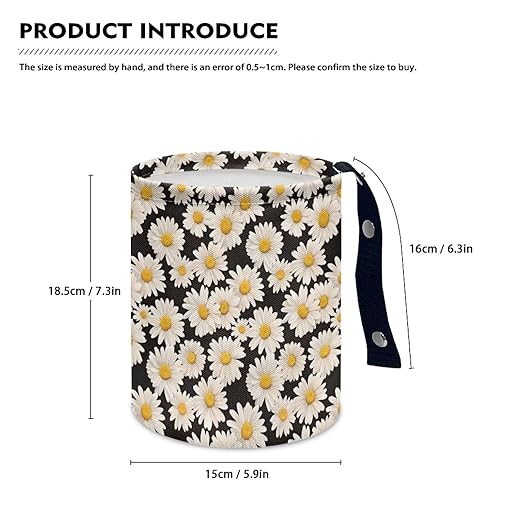 White Daisy Florals Car Trash Storage Box Multifunctional Garbage Bags for Car, Office, Home, Travel Camping Accessories, Keep Tidy
