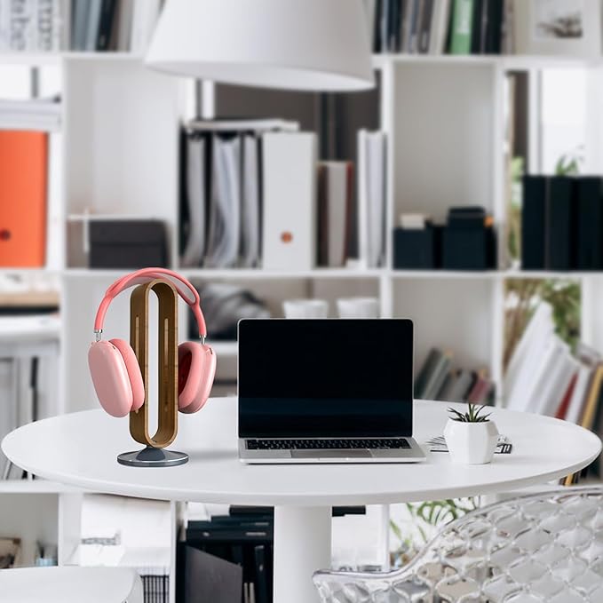 GEEKRIA Wooden | Aluminum Alloy Headphones Stand for Over-Ear Headphones, Gaming Headset Holder, Desk Display Hanger with Solid Heavy Base Compatible with Sony, Bose, AKG, JBL (Walnut)