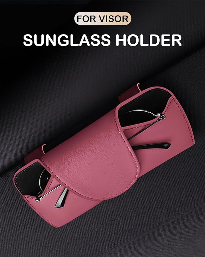 Magnetic Sunglass Holder for Car Visor Clip, Visor Accessories Eyeglasses Holder, Leather Glasses Storage Case