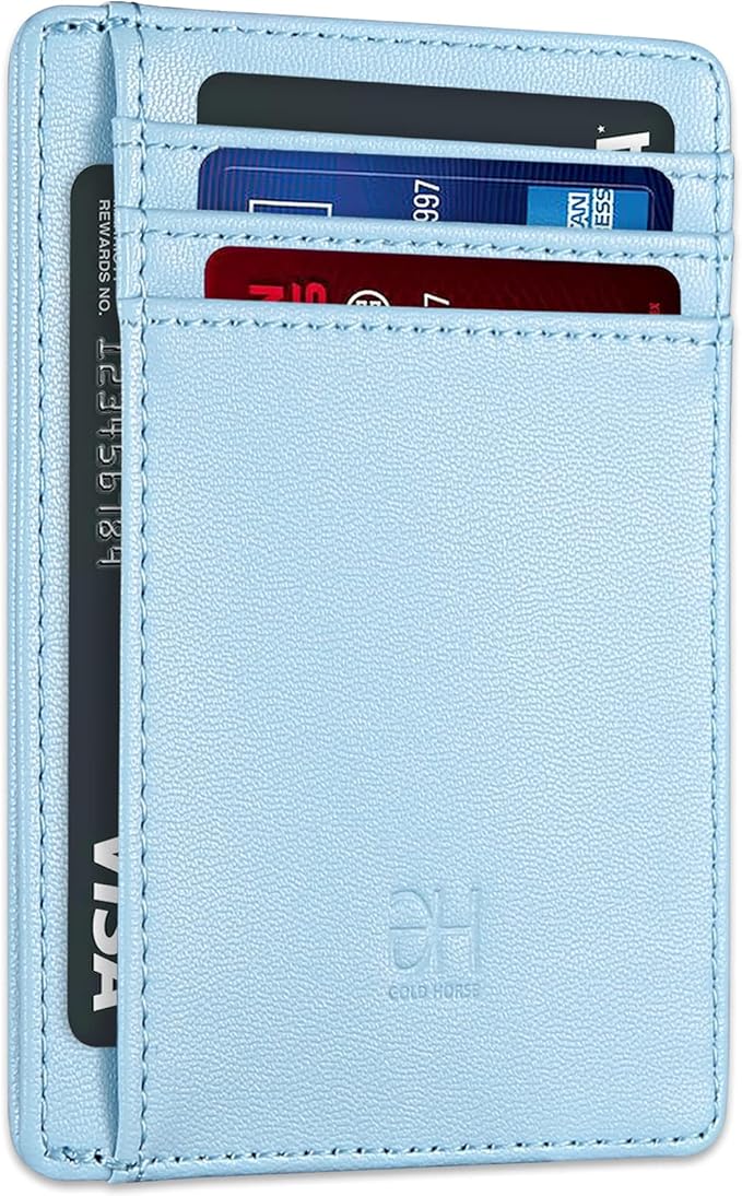 GH GOLD HORSE Slim RFID Blocking Card Holder Minimalist Leather Front Pocket Wallet for Women | Slim