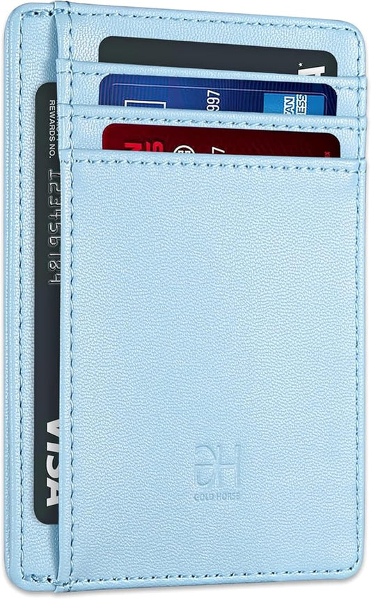 GH GOLD HORSE Slim RFID Blocking Card Holder Minimalist Leather Front Pocket Wallet for Women | Slim