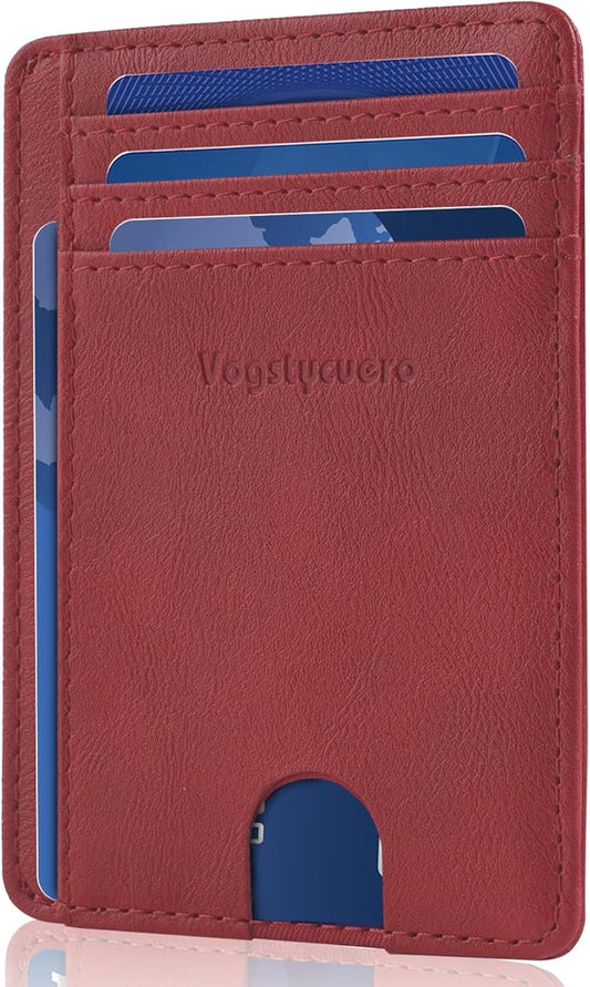 Front pocket thin wallet for Men Women RFID Blocking Credit Card Holder Card Cases Slim Minimalist wallet with Gift Box (1, Alaska Cherry)